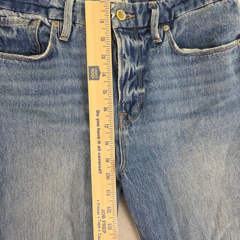 Good American Womens High Rise Straight Leg Distressed Jeans Blue‎ GV050T 6/28